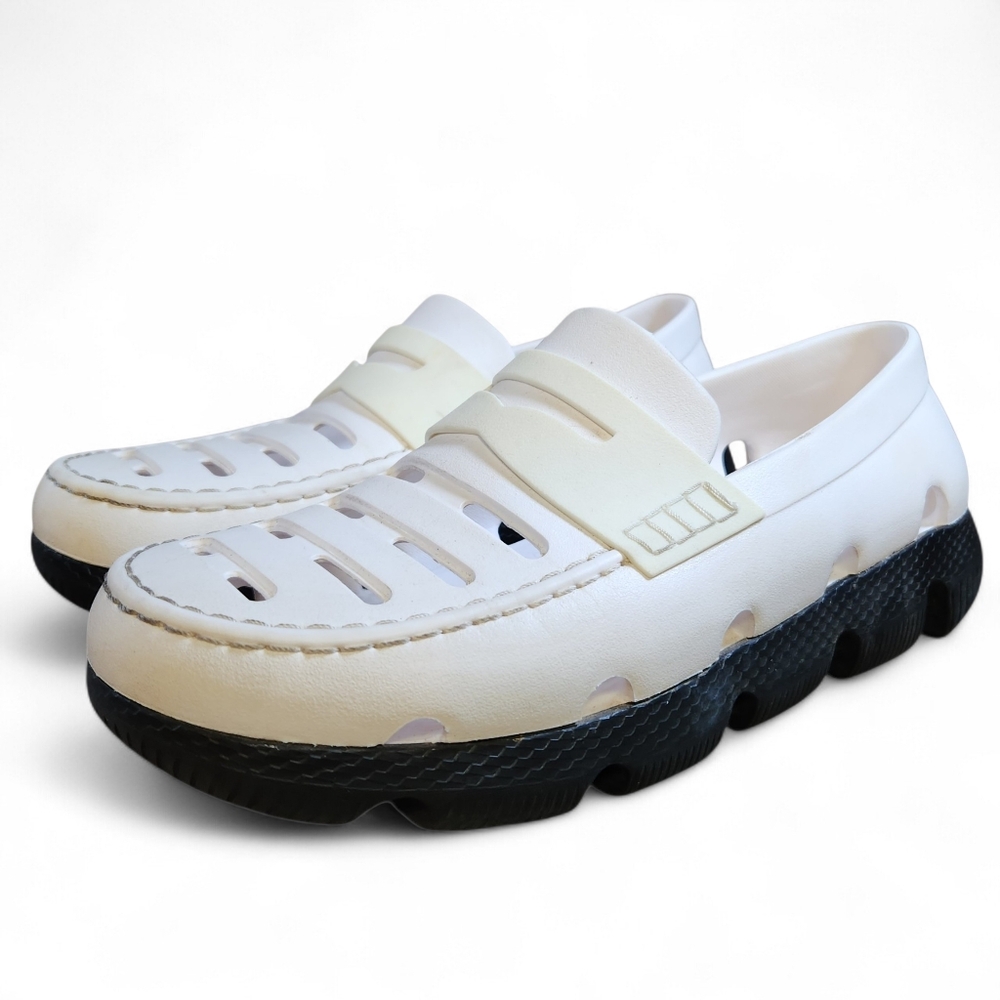 Cole Han Zerogrand 360 Rubber Loafers Boat Shoes Mens 8 Women's 10 White Slip On
